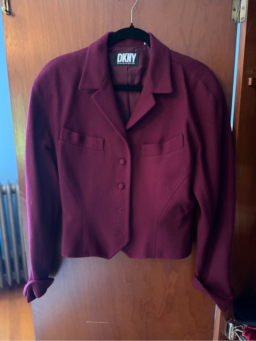 DKNY Women's Wine Red Tailored Blazer Jacket